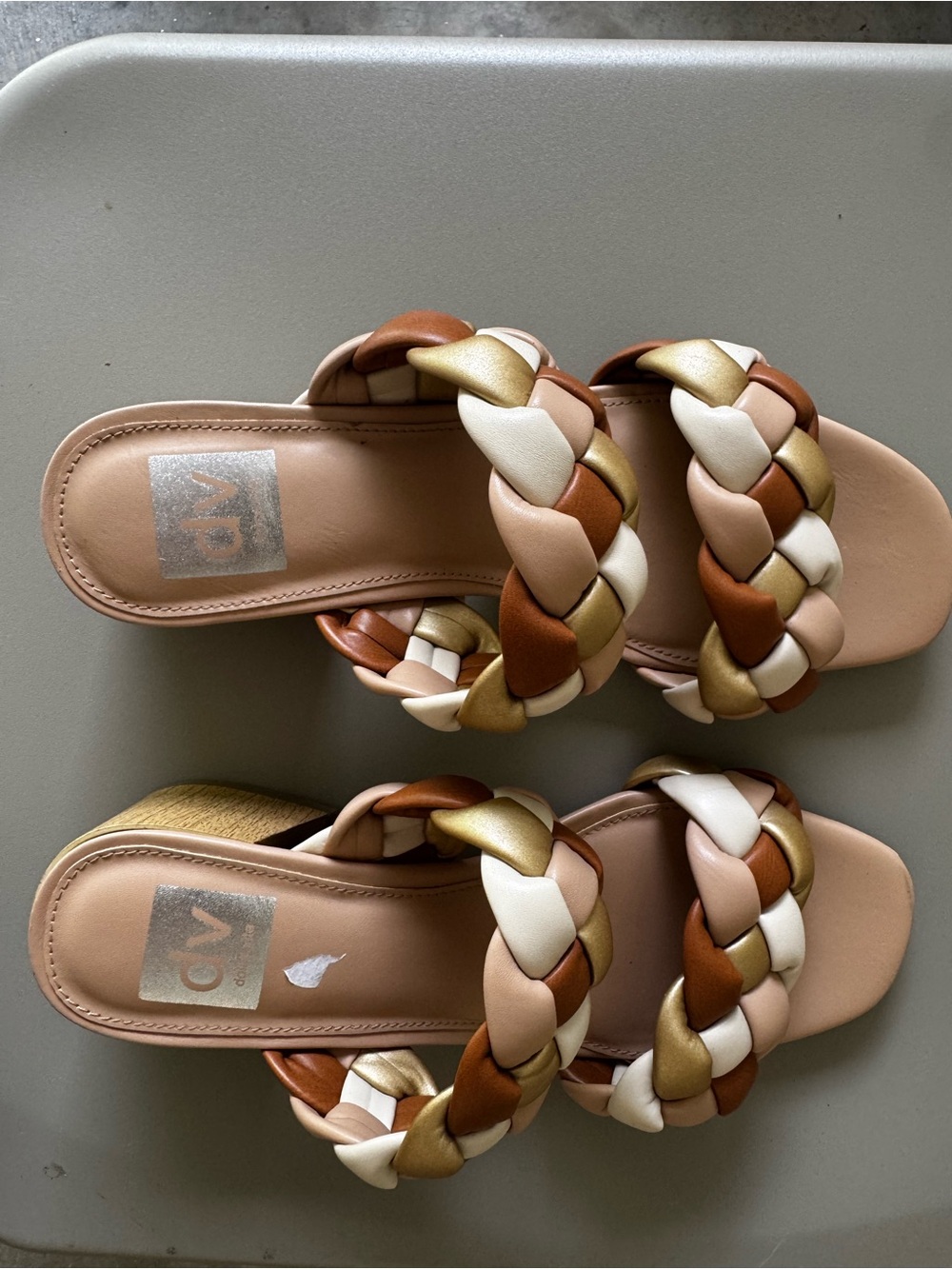 Dolce Vita Braided Double-Strap Slide Sandals in Cream, Tan, Gold and Brown